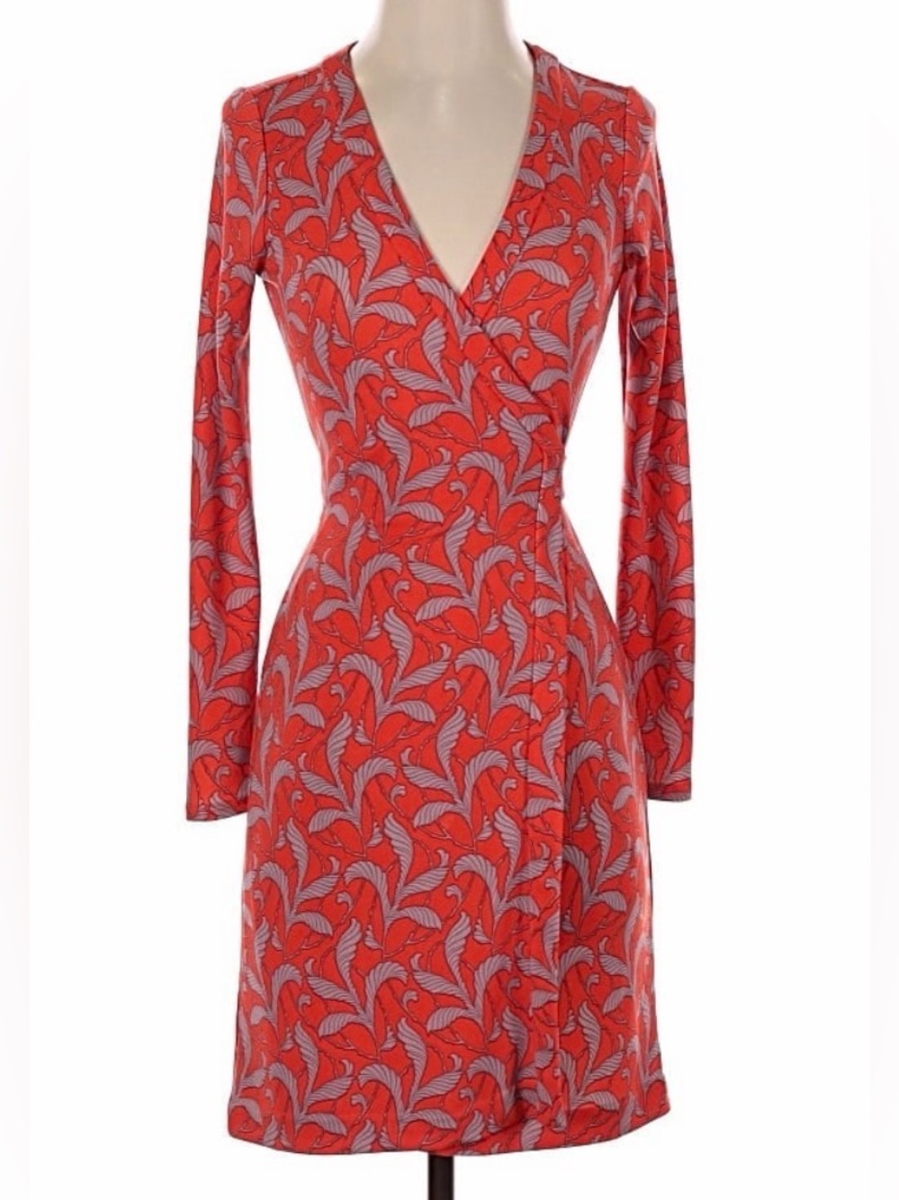 Ann Taylor Matte Jersey Wrap Dress - NWT Orange Leaf Print